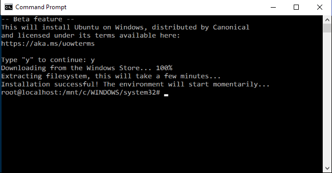 Installing bash via command prompt